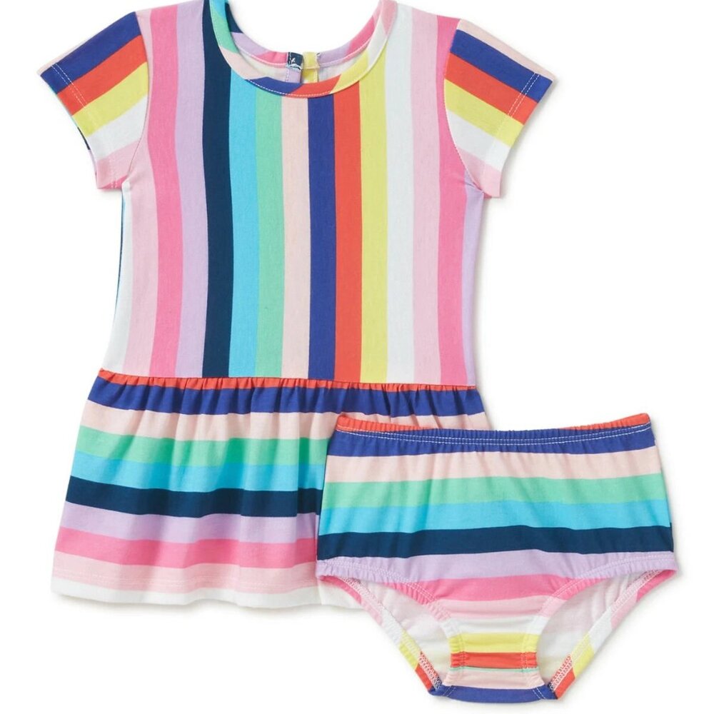Wonder Nation Baby Girl Knit Cotton Dress Set Multi Stripe 12 Months NEW
